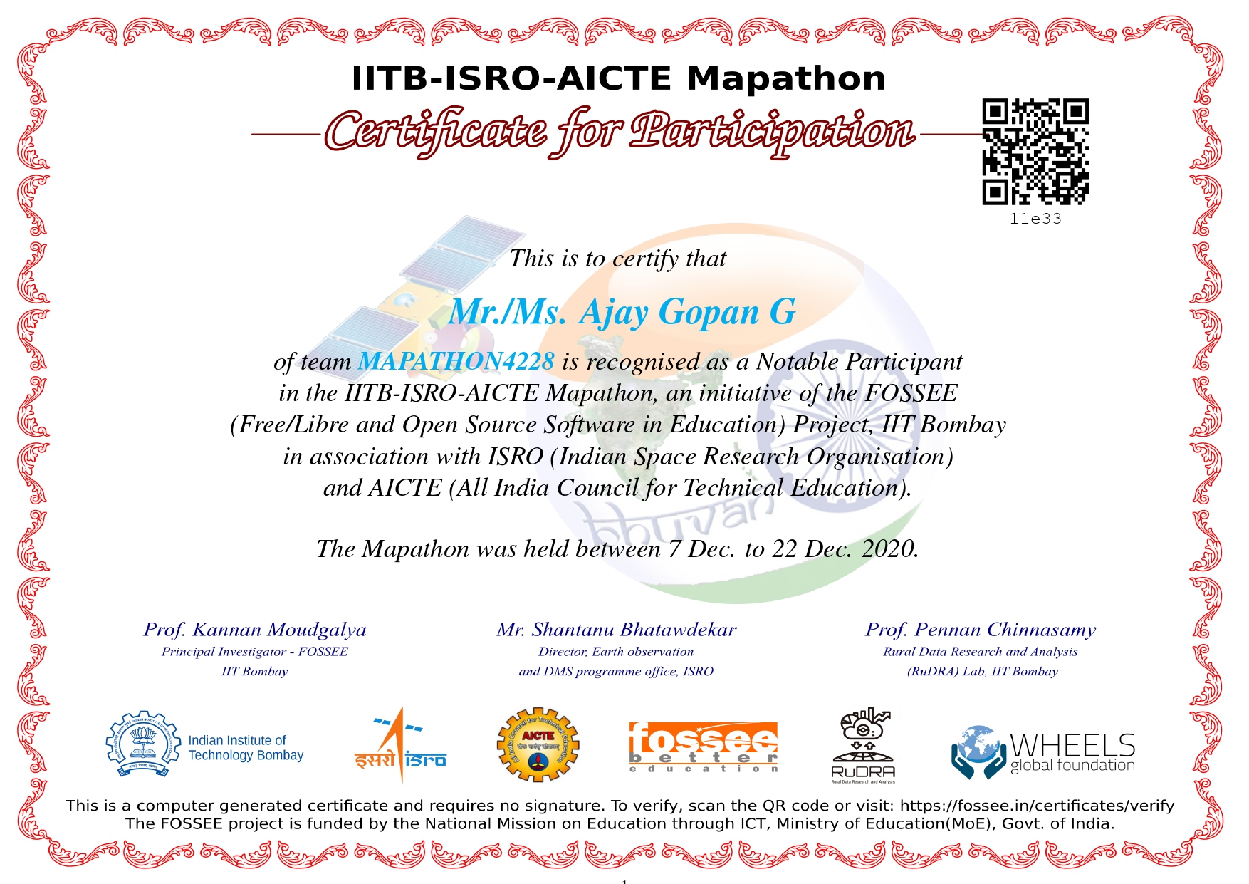 Mapathon Certificate